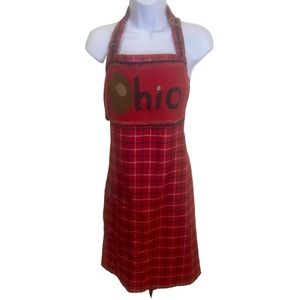 Ohio State Buckeyes Red & Black Plaid Chef Cooking Baker Apron